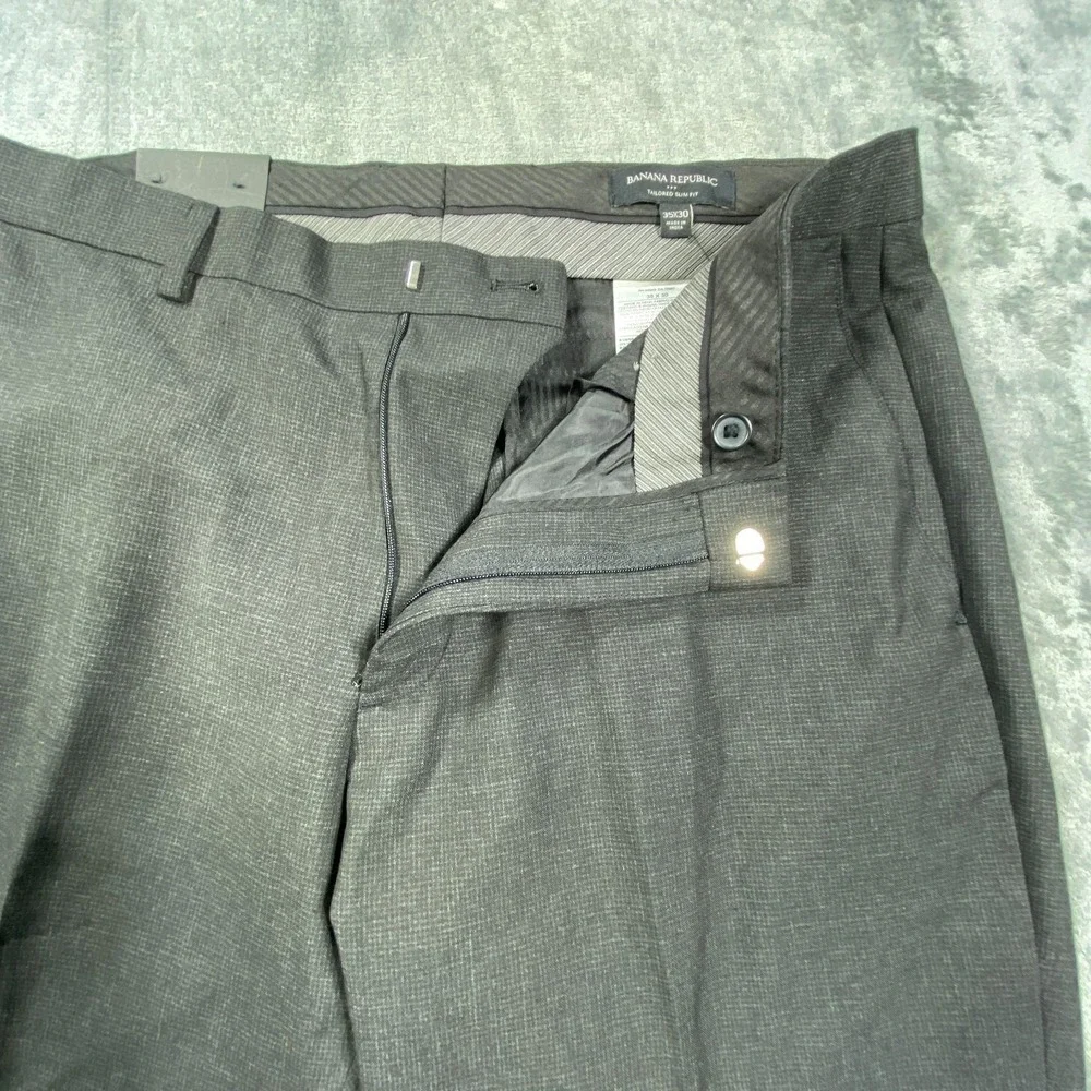 Banana Republic Dress Pants Mens 35x30 Gray Tailored Slim‎ Fit Career Office NWT